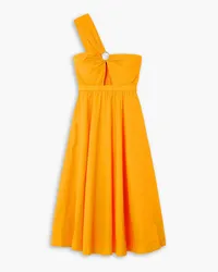 Jason Wu One-shoulder cutout linen and cotton-blend midi dress - Yellow Yellow