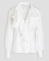 Oscar de la Renta Ruffled stretch-cotton twill blouse - White White