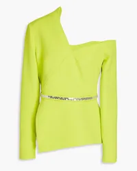 Safiyaa Brielle one-shoulder belted crepe top - Yellow Yellow