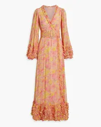 byTiMo Ruffled floral-print georgette maxi wrap dress - Pink Pink