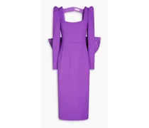 Rumi bow-embellished cutout cloqué midi dress - Purple