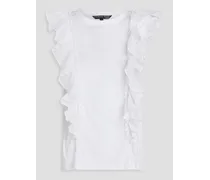 Ruffled cotton-jersey top - White