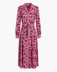 Diane von Furstenberg Alea floral-print crepe midi shirt dress - Purple Purple