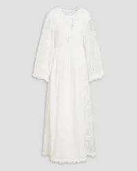 Zimmermann Laurel lace-trimmed shell-embellished broderie anglaise voile midi dress - White White