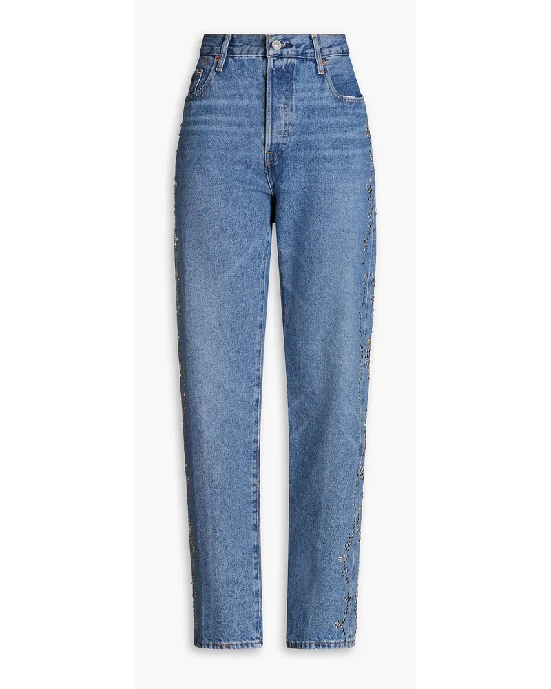 Levi's 501 90s embellished faded high-rise straight-leg jeans - Blue Blue