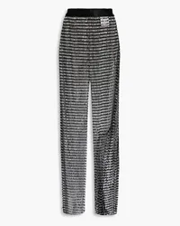 ROTATE Birger Christensen Rotiiine crystal-embellished tulle wide-leg pants - Black Black