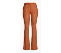 Jacquard-knit bootcut pants - Brown