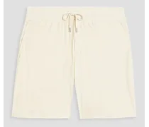 Cotton, Lyocell and linen-blend terry drawstring shorts - White