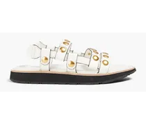 Studded leather slingback sandals - White