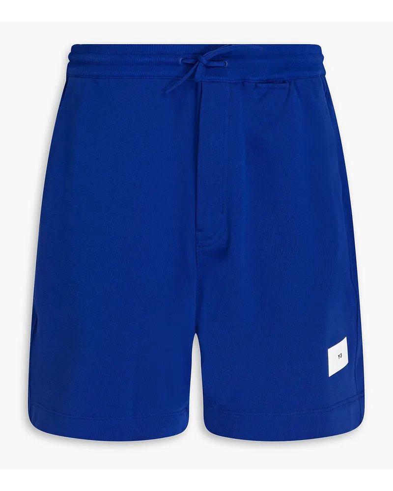 Y-3 Logo-print French cotton-blend terry shorts - Blue Blue