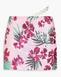 Maje Embellished floral-print tulle mini skirt - Pink Pink