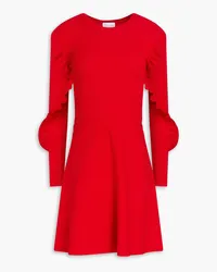 RED Valentino Ruffled ribbed-knit mini dress - Red Red