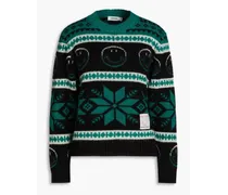 Jacquard-knit wool-blend sweater - Black