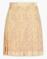 Valentino Garavani Pleated floral-print silk crepe de chine mini skirt - Yellow Yellow