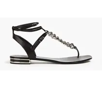 Minorca chain-embellished leather sandals - Black
