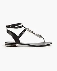 Casadei Minorca chain-embellished leather sandals - Black Black