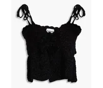 Cropped ruffled chenille top - Black
