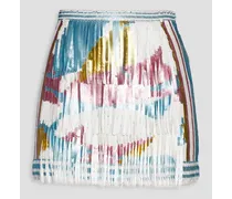 Embellished metallic tulle mini skirt - White