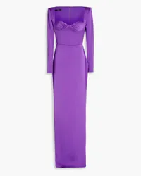 Alex Perry Gathered satin midi dress - Purple Purple