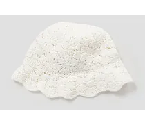 Scalloped faux raffia hat - White