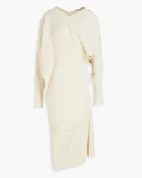 LVIR Draped ribbed-knit midi dress - White White