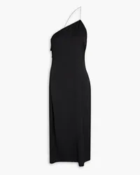 ba&sh Zoe one-shoulder chain-trimmed satin-crepe midi dress - Black Black