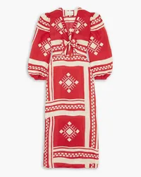 Johanna Ortiz Sun Goddess cutout printed linen maxi dress - Red Red