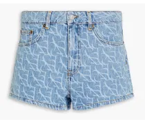 Printed denim shorts - Blue