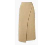 Wrap-effect stretch-knit midi skirt - Neutral