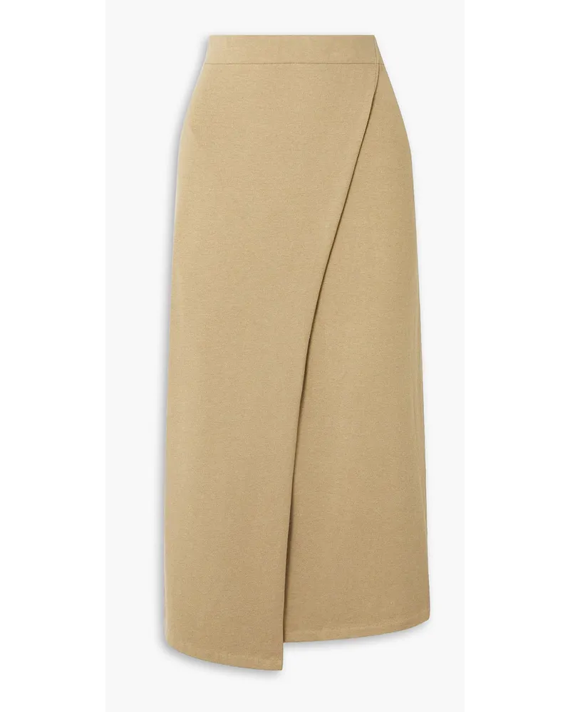 Vince Wrap-effect stretch-knit midi skirt - Neutral Neutral