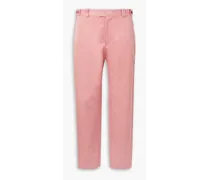 Cotton-blend twill straight-leg pants - Pink