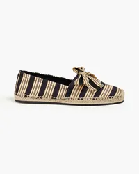 Tory Burch Bow-detailed striped canvas espadrilles - Neutral Neutral