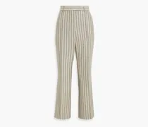 Striped wool and cotton-blend tweed flared pants - Gray