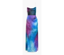 Marlene printed silk-blend satin gown - Purple