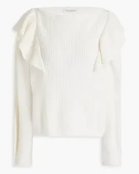 Philosophy Di Lorenzo Serafini Ruffled ribbed wool and cashmere-blend sweater - White White