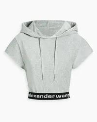 Alexander Wang Cropped stretch cotton-blend corduroy hoodie - Gray Gray