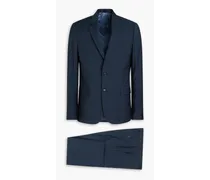 Slim-fit checked wool suit - Blue