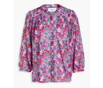 Floral-print jacquard blouse - Purple