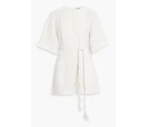 Colin pintucked linen playsuit - White