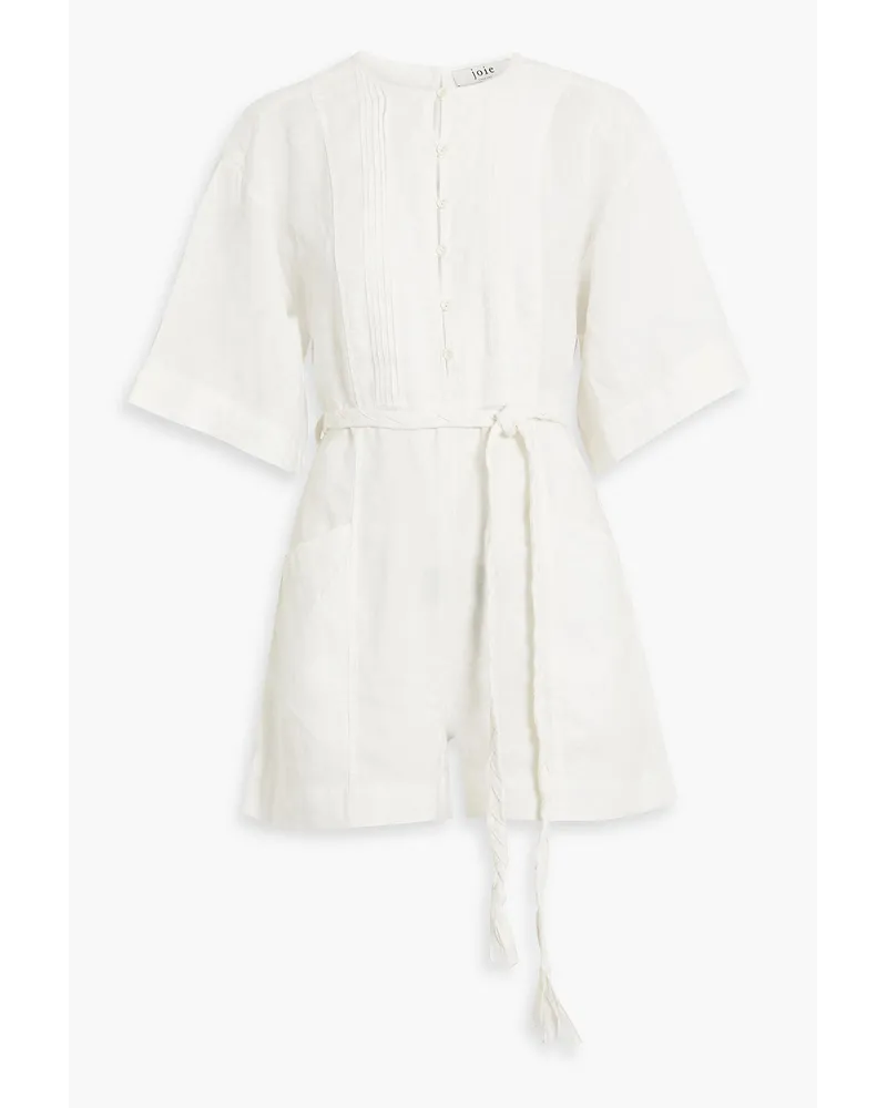 Colin pintucked linen playsuit - White