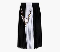 Pinstriped cotton-blend poplin and chiffon midi skirt - Black