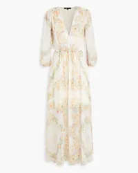 Maje Cutout floral-print chiffon maxi dress - Yellow Yellow