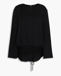 Theory Gathered silk crepe de chine blouse - Black Black