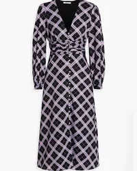 Olivia Rubin Sandra checked twill midi dress - Purple Purple