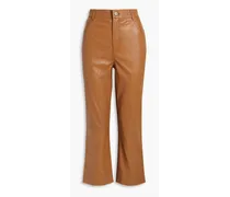Selma cropped leather bootcut pants - Brown