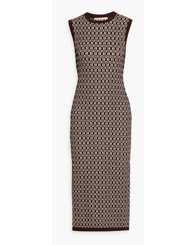 Marni Jacquard-knit wool-blend midi dress - Brown Brown