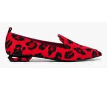 Beya leopard-print faille loafers - Red