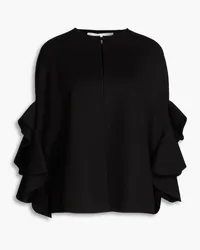 Valentino Garavani Ruffled wool and cashmere-blend cape - Black Black