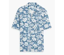 Floral-print twill shirt - Blue
