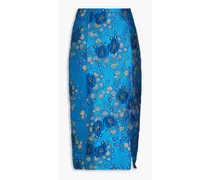 Metallic brocade midi skirt - Blue